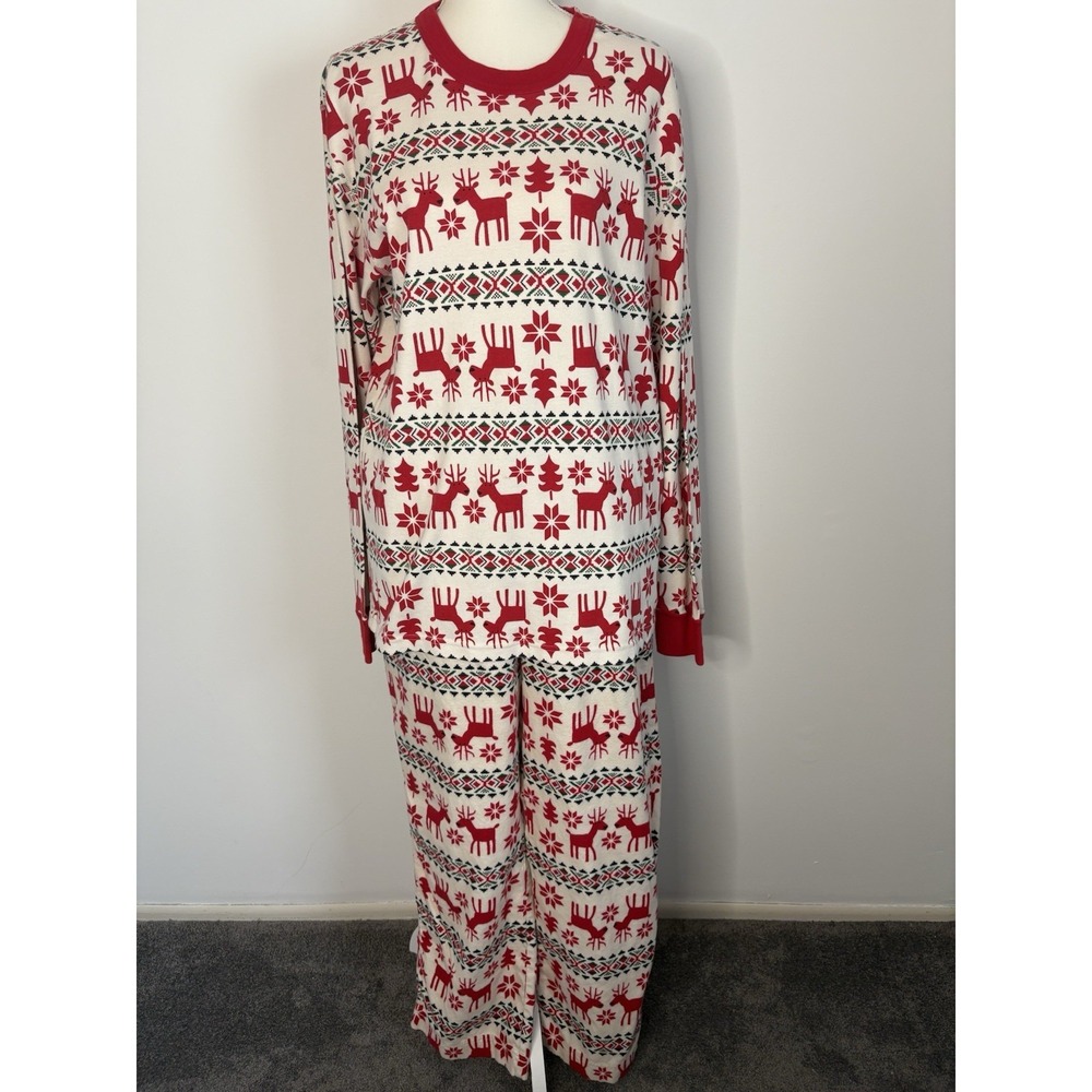 Hanna Andersson Women's Size XL Pajamas Set Red Snowflake Organic Cotton